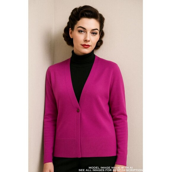 VTG Talbots Pure Cashmere Cardigan Sweater XL Preppy Minimalist 100% Cashmere - Picture 1 of 8